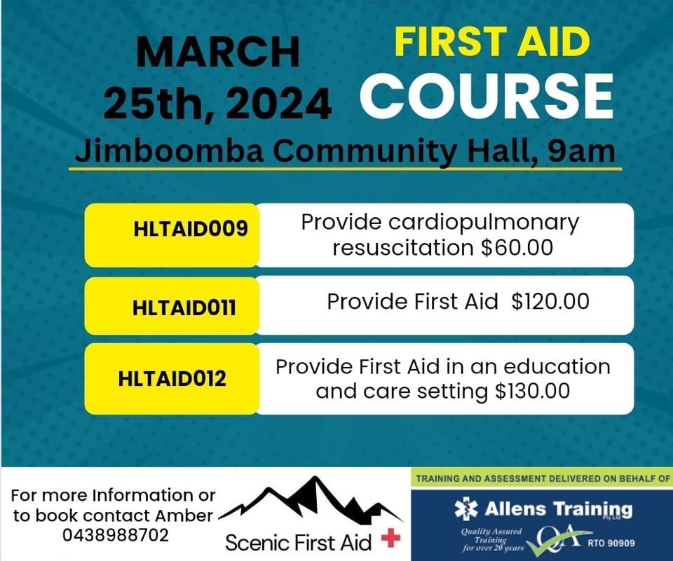 Jimboomba First Aid Course, Jimboomba Community & District Hall, 25