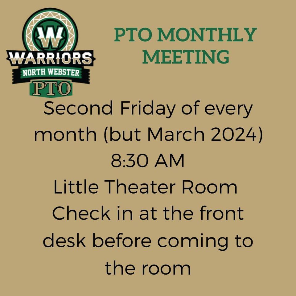 PTO Monthly Meeting, North Webster Elementary School , October 13 2023 ...