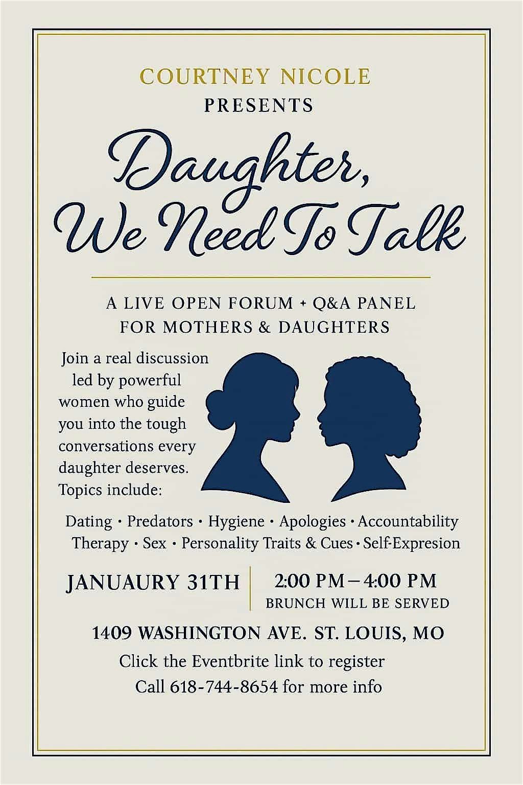 A Live Open Forum + Q&A Panel for Mothers & Daughters  Event, 31 January | Event in St. Louis | AllEvents