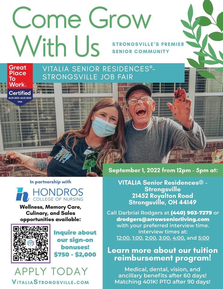 Vitalia Strongsville Job Fair, Vitalia Senior Residences Strongsville