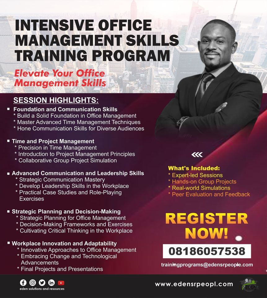 Management Skill Course INTENSIVE OFFICE MANAGEMENT SKILLS TRAINING PROGRAM, Eden Solutions ...