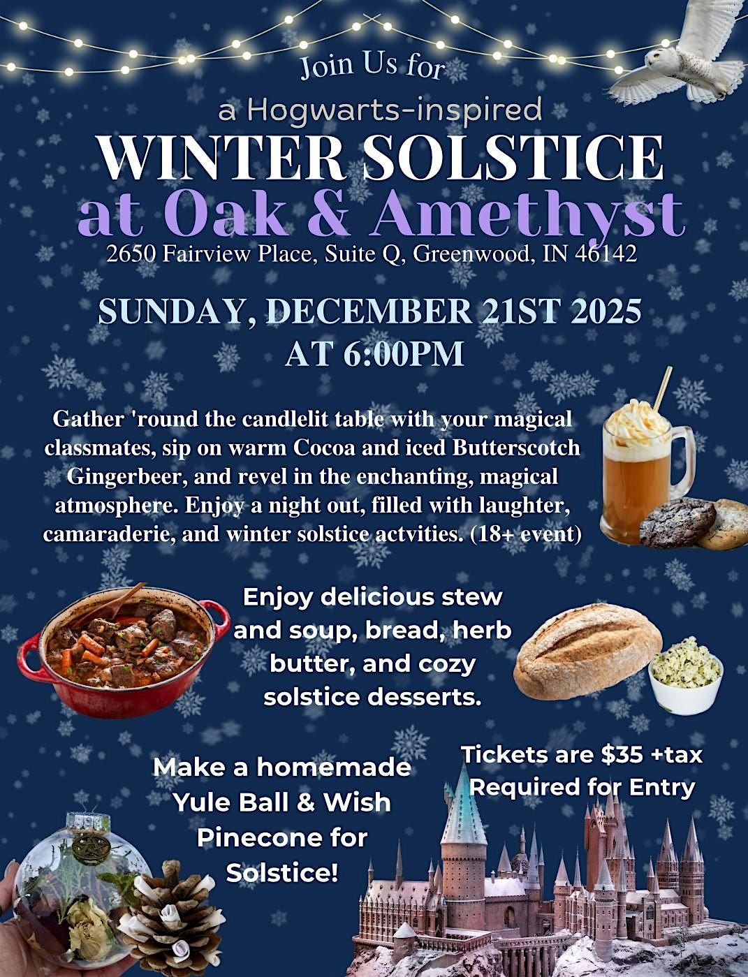 Hogwarts-inspired Winter Solstice Event at Oak & Amethyst, 21 December | Event in Greenwood | AllEvents