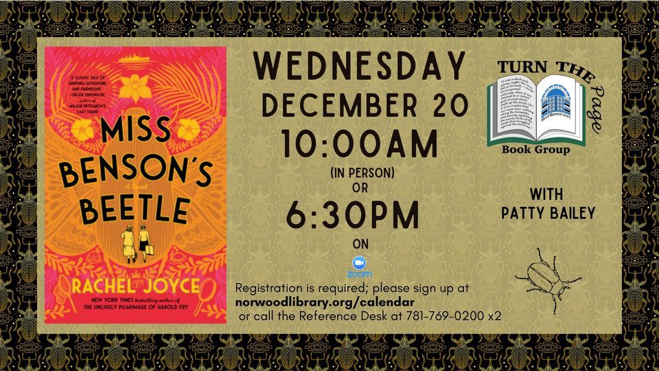 Turn the Page Book GroupMiss Bensons Beetle, Morrill Memorial Library