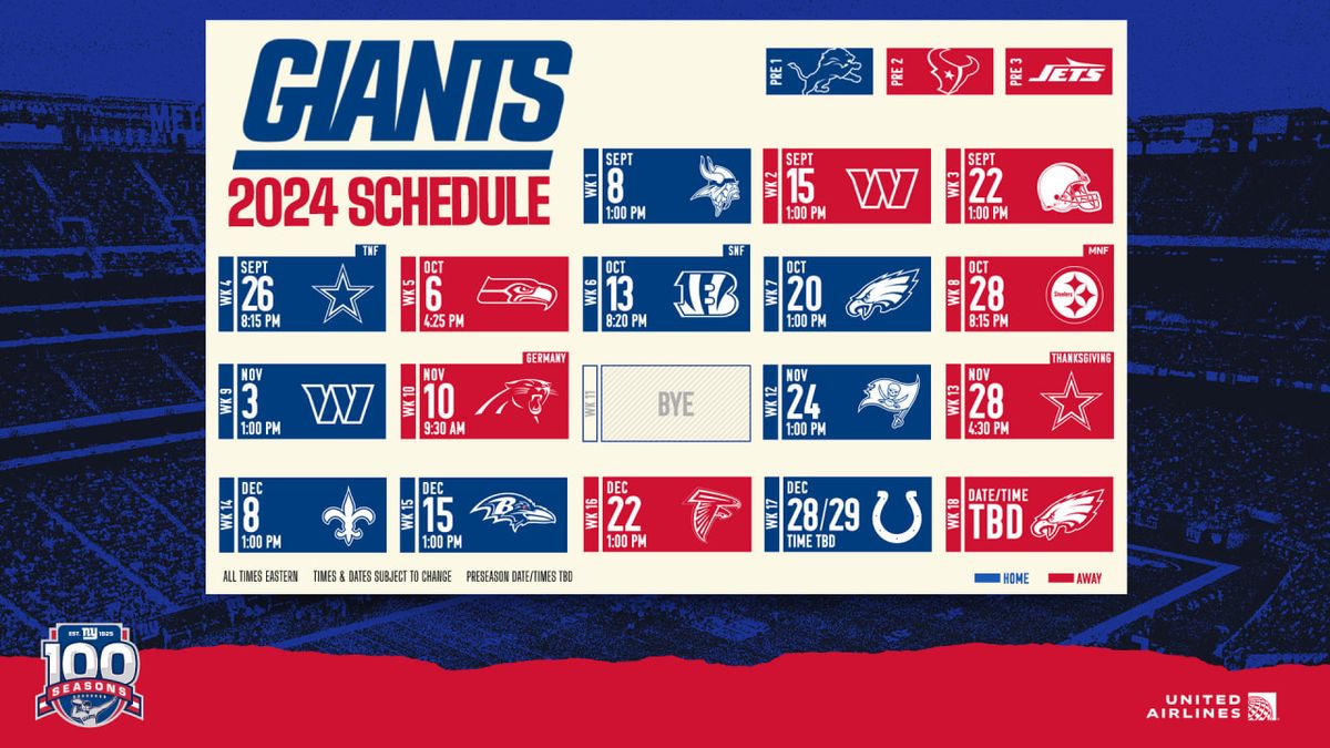 Preseason Game 1: TBD at New York Giants, 18 April | Event in East Rutherford | AllEvents