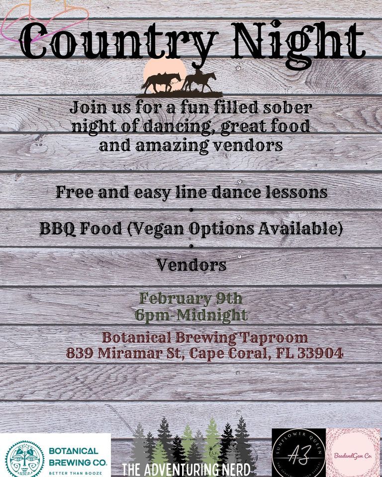 Sober Country Night, Botanical Brewing Taproom, Cape Coral, February 9