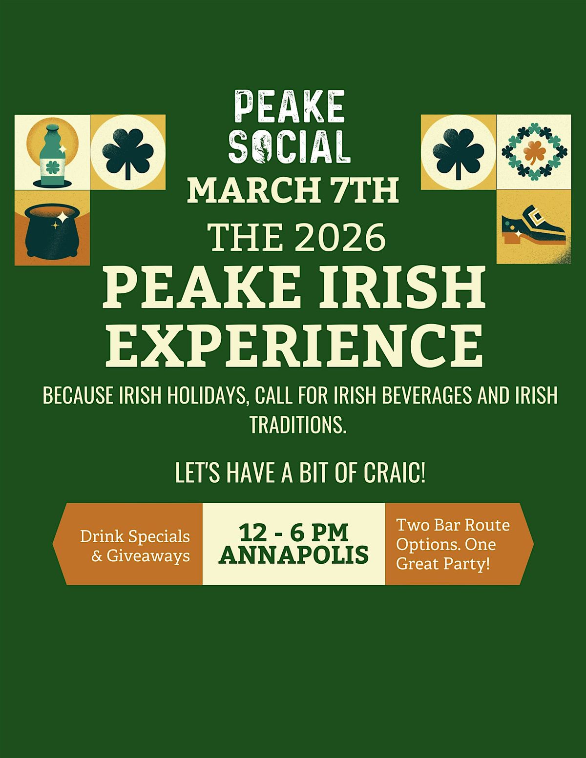 4th Annual Peake Irish Experience for Annapolis St Patrick's Day on 3/7, 7 March | Event in Annapolis | AllEvents