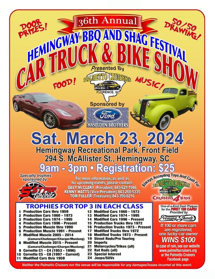 36th Annual Hemingway Shag Festival Car Show, 294 S McAllister st