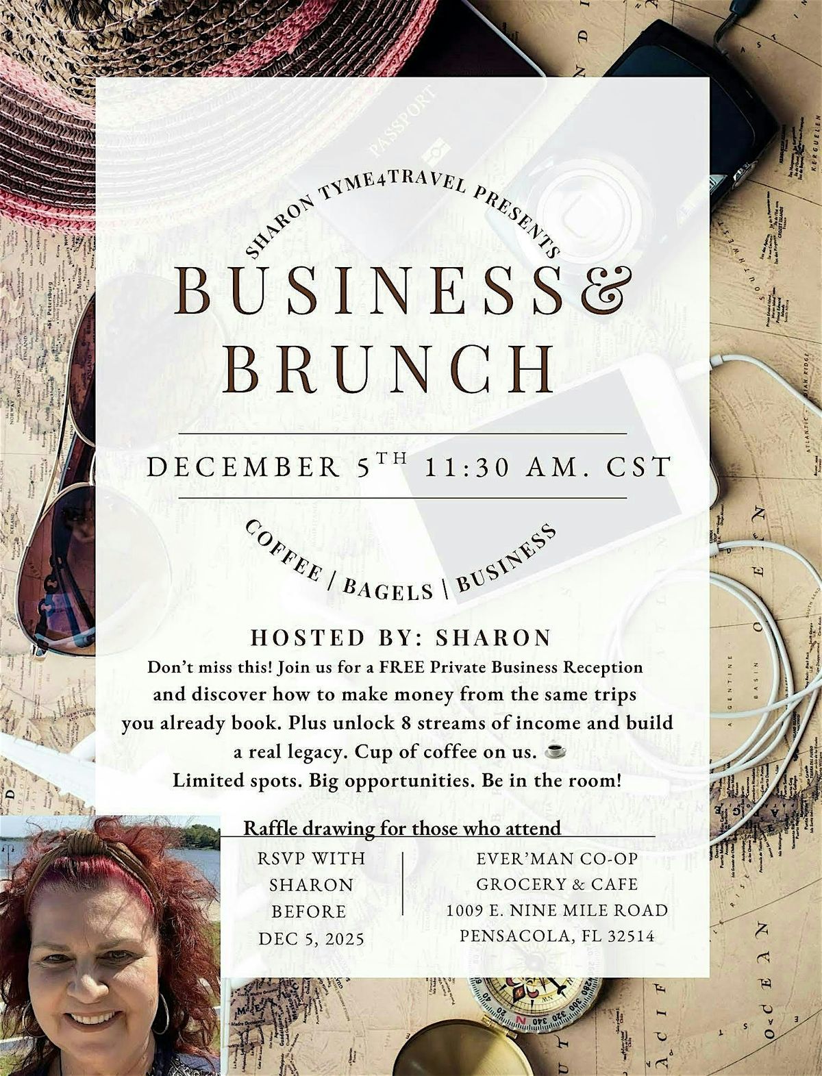 Brunch & Business - Sharon's Travel  Party, 5 December | Event in Pensacola | AllEvents
