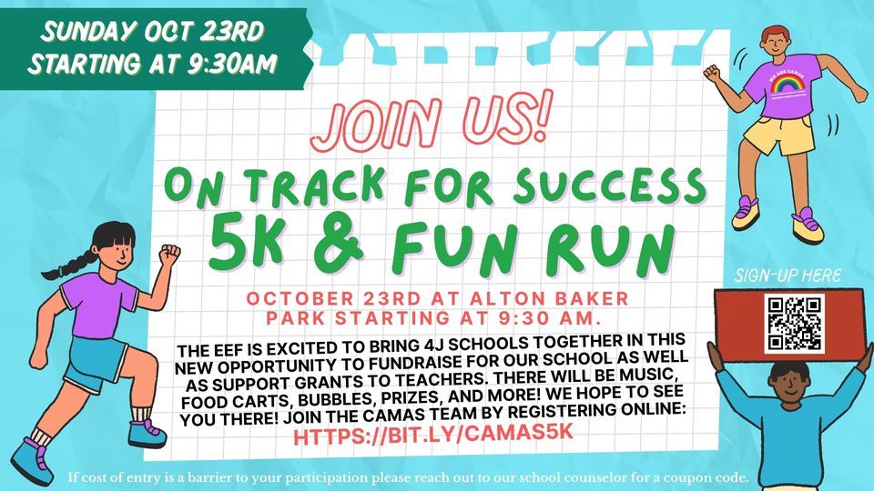 On Track For Success 5K & Fun Run, Alton Baker Park, Eugene, October 23 2022 | AllEvents.in