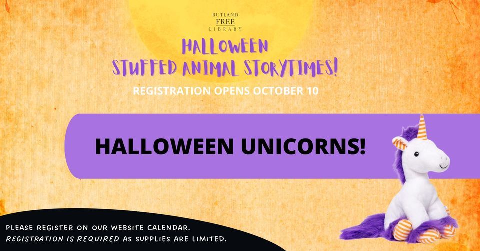 Halloween Stuffed Animal Storytime: Unicorns!, Rutland Free Library,  October 25 2023 | AllEvents.in