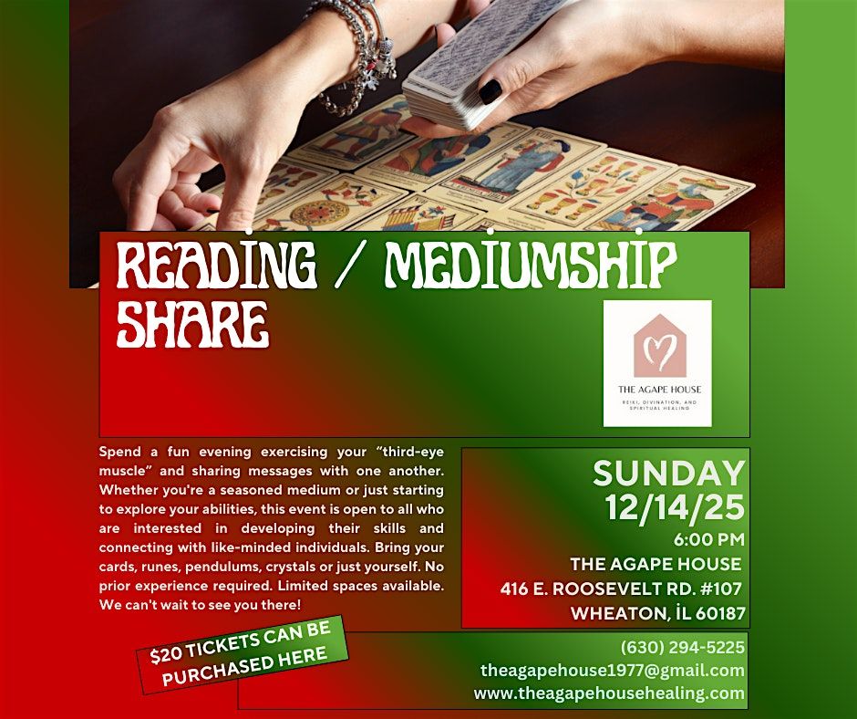 Reading/Mediumship Share (Tarot etc.), 14 December | Event in Wheaton | AllEvents