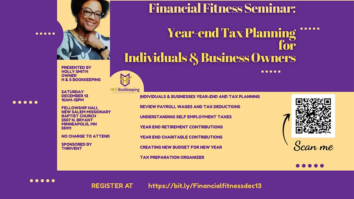 Financial Fitness - Individuals & Business Owners : Get Ready For Year End, 13 December | Event in Minneapolis