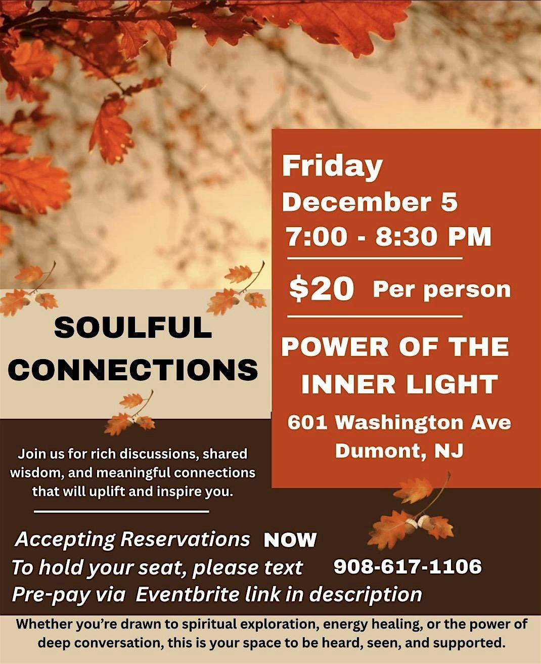 Soulful Connections, 5 December | Event in Dumont | AllEvents