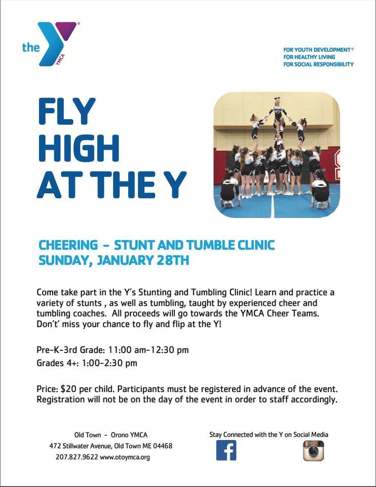 Cheering Stunt and Tumble Clinic , Old Town Orono YMCA, January 28