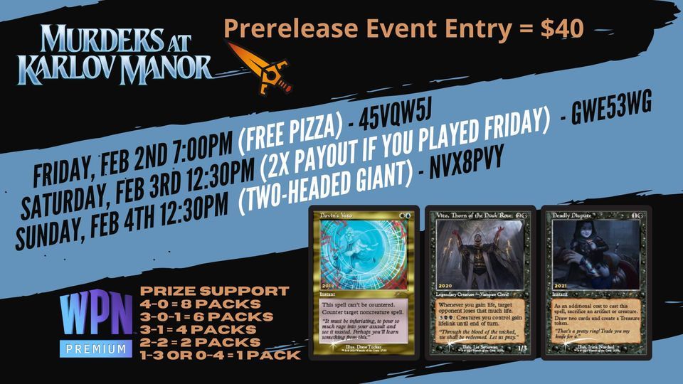 Murders at Karlov Manor Prerelease, Modern Table Top Gaming, Chester