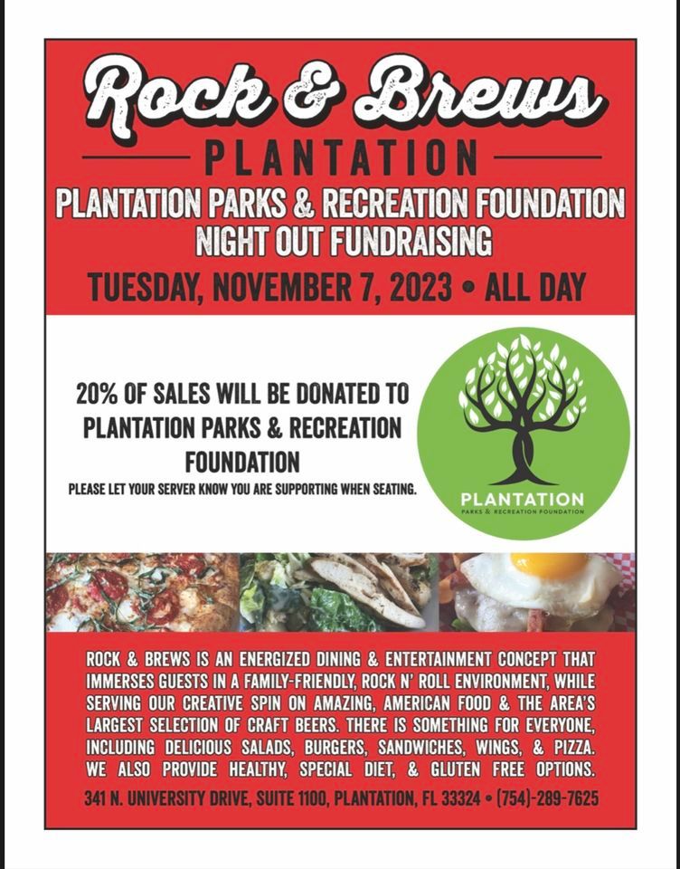 Rock and Brews Fundraiser , Rock & Brews Plantation, November 7 to