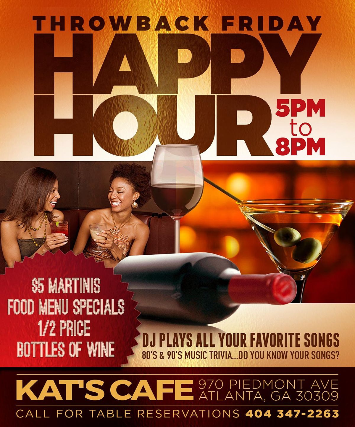 Happy Hour Kat S Cafe Atlanta August 6 2021 Allevents In Best Happy Hour Midtown Atlanta