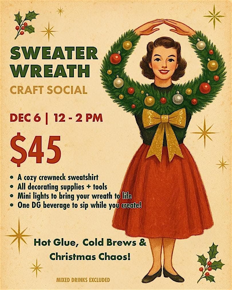 Sweater Wreath Craft Social, 6 December | Event in Gansevoort | AllEvents