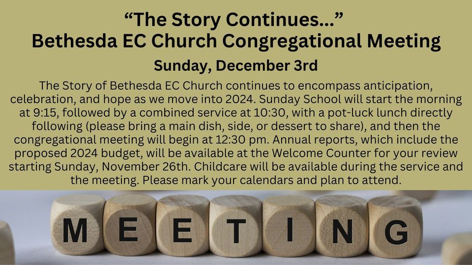 “The Story Continues...” Bethesda EC Church Congregational Meeting, 155