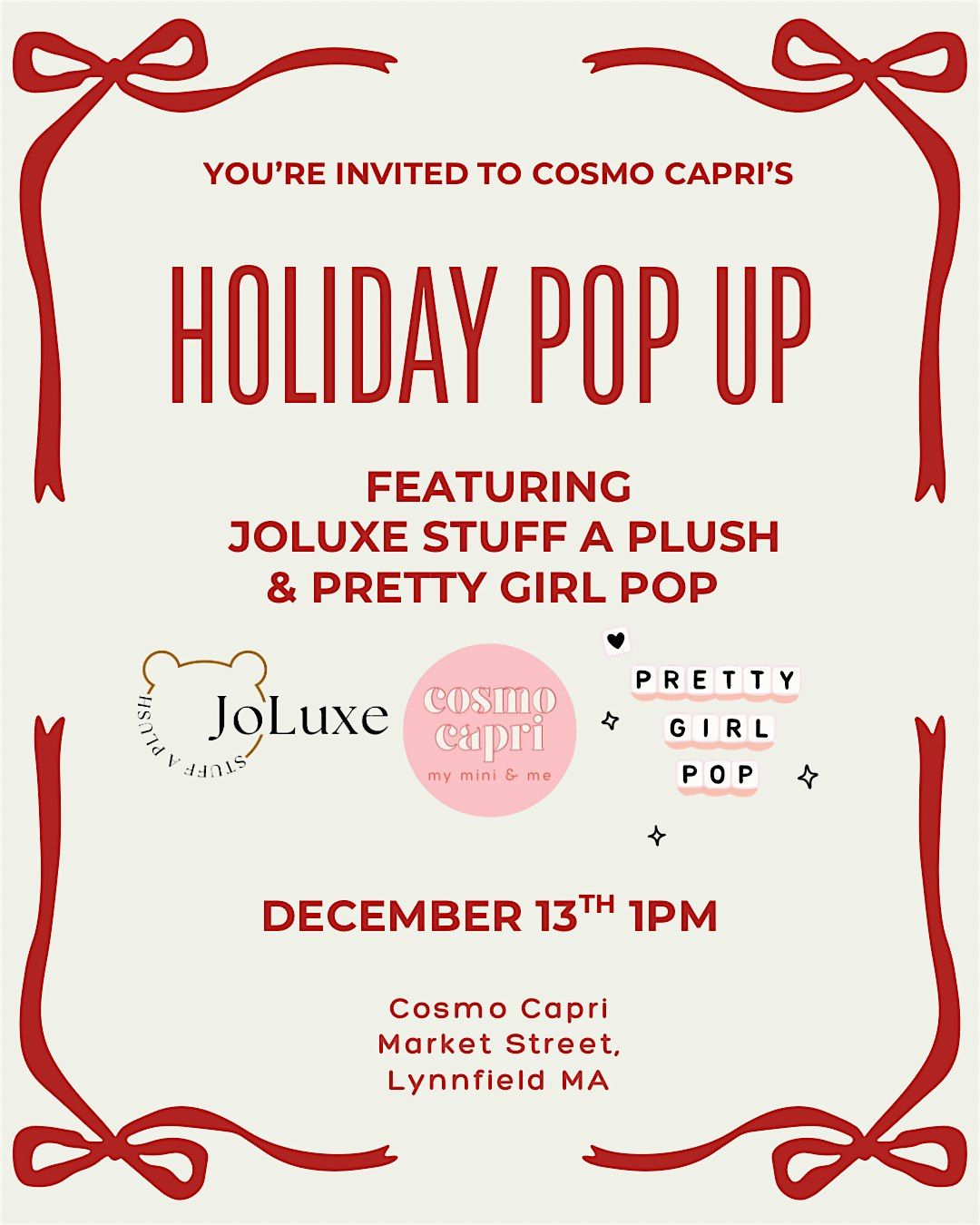 Holiday Pop Up at Cosmo Capri, 13 December | Event in Lynnfield | AllEvents