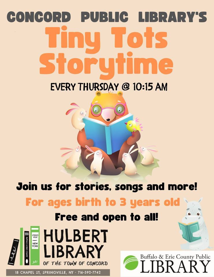 Tiny Tots Storytime, Hulbert Library of the Town of Concord