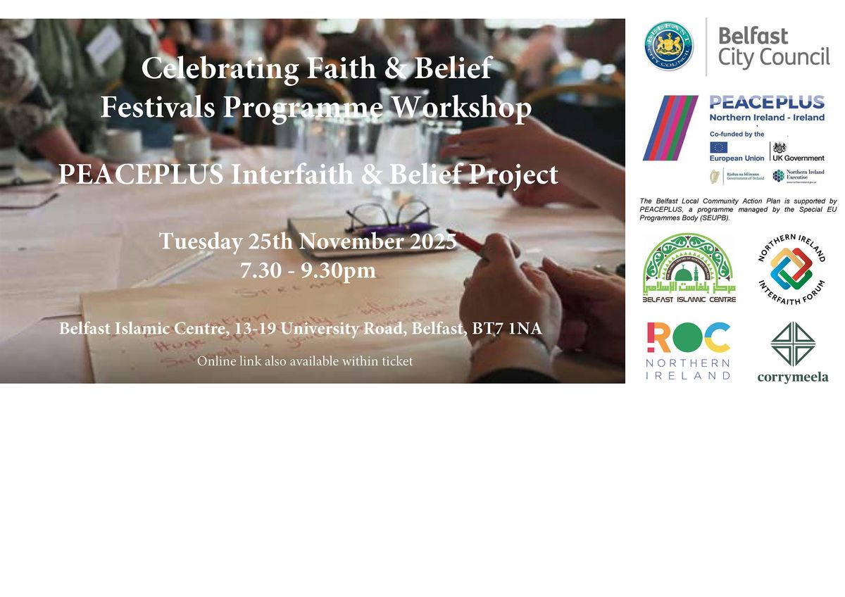 Invitation to Workshop for Celebrating Faith & Belief Festivals Programme, 25 November | Event in Belfast