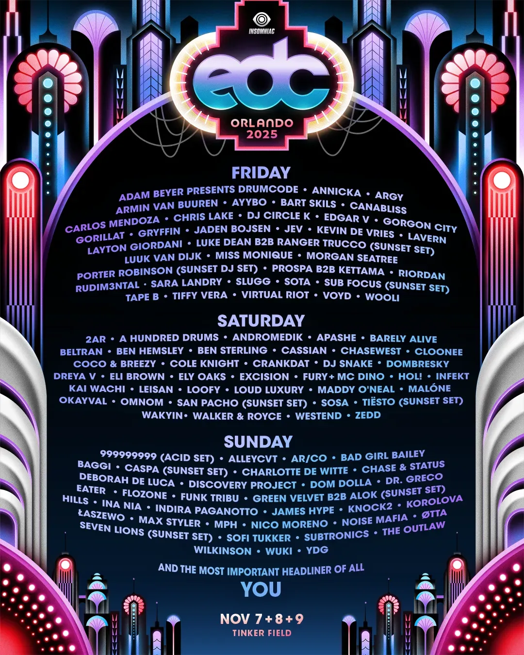 2025 EDC Orlando - 3 Day Pass at Tinker Field, 7 November | Event in Orlando | AllEvents