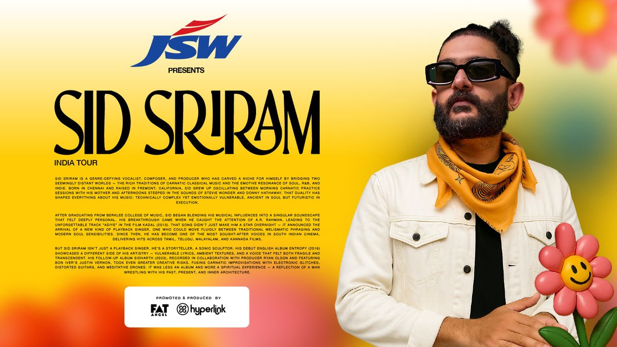 Sid Sriram Live in Concert, 29 November | Event in Hosur | AllEvents