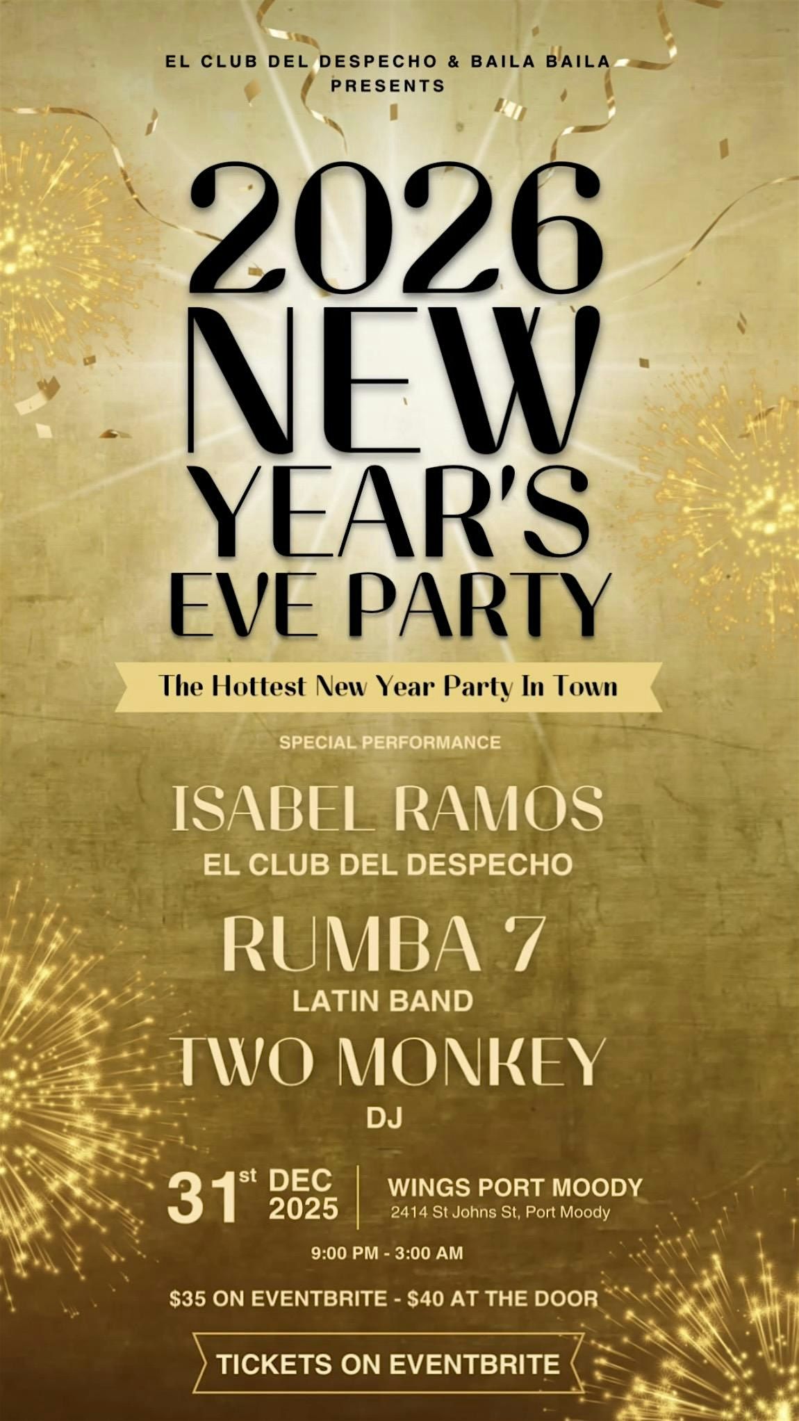 New Year Party at Wings Port Moody, 31 December | Event in Port Moody | AllEvents