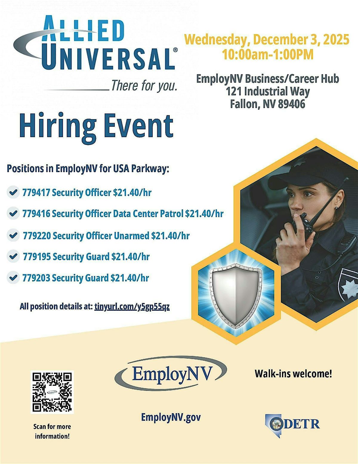 Allied Universal Hiring Event, 3 December | Event in Fernley | AllEvents