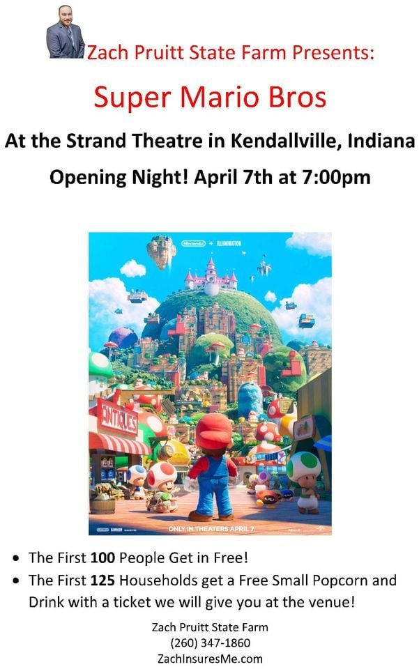 Zach Pruitt State Farm Presents a Free Movie at The Strand; Super Mario