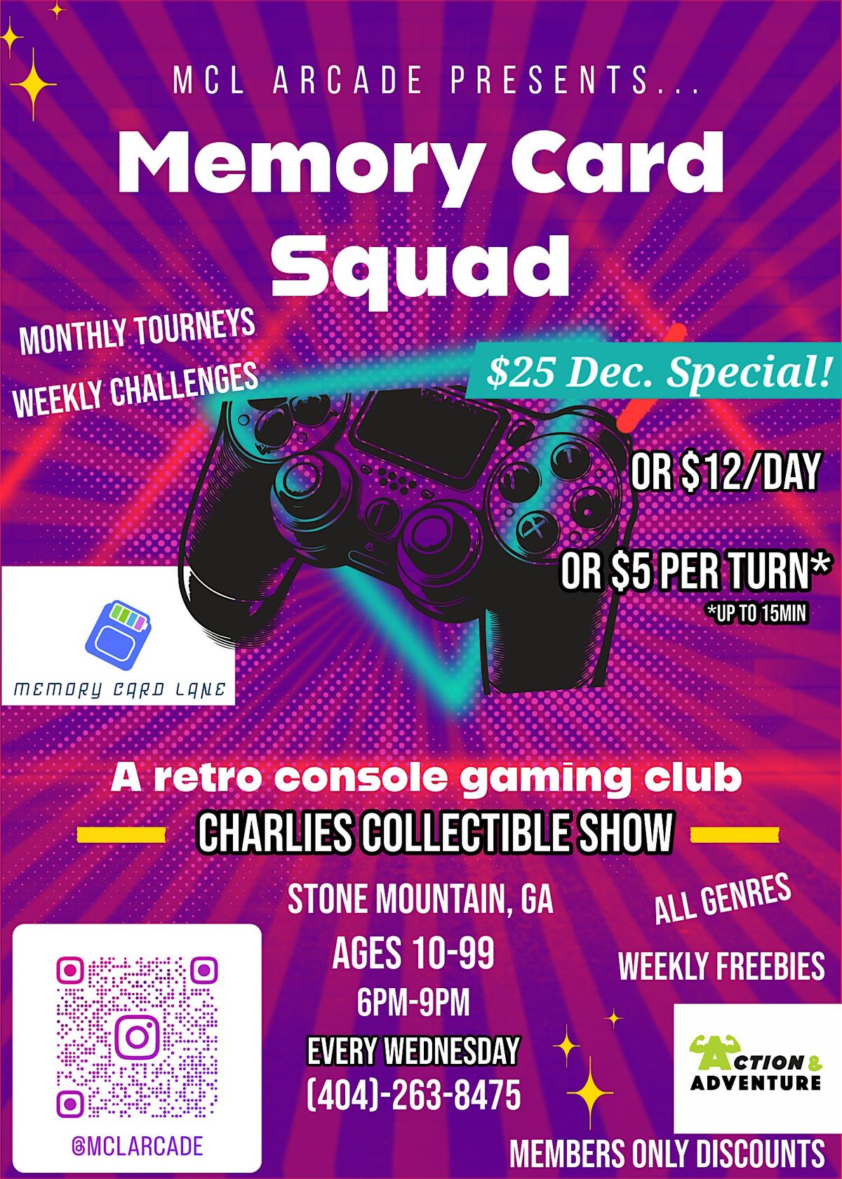 Memory Card Squad 12/2025, 10 December | Event in Stone Mountain | AllEvents