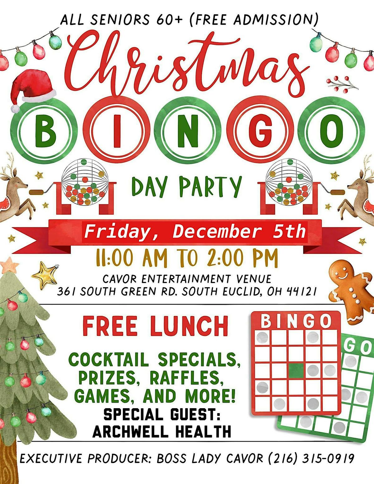 Christmas Bingo & Senior's Luncheon (age 60 and up) 1970's Music | Event in South Euclid | AllEvents