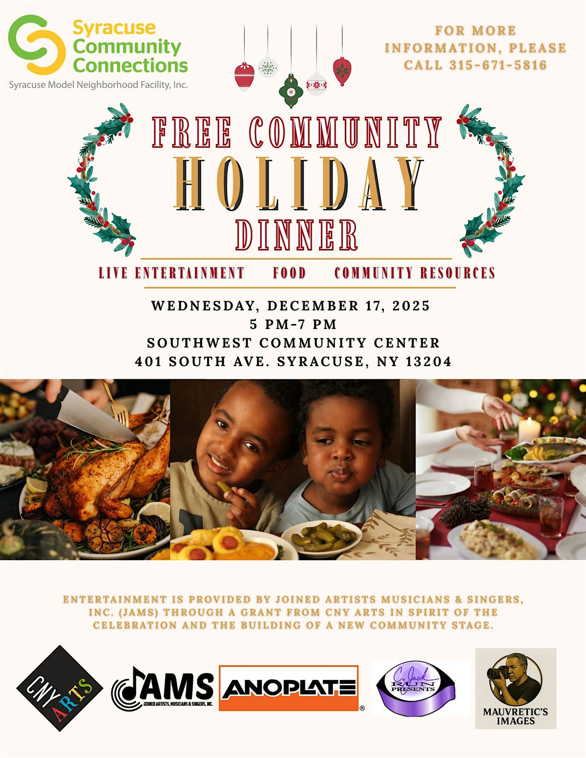 The Annual Community Holiday Dinner, 17 December | Event in Syracuse | AllEvents