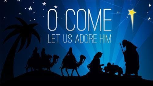 Image result for come let us adore him banner