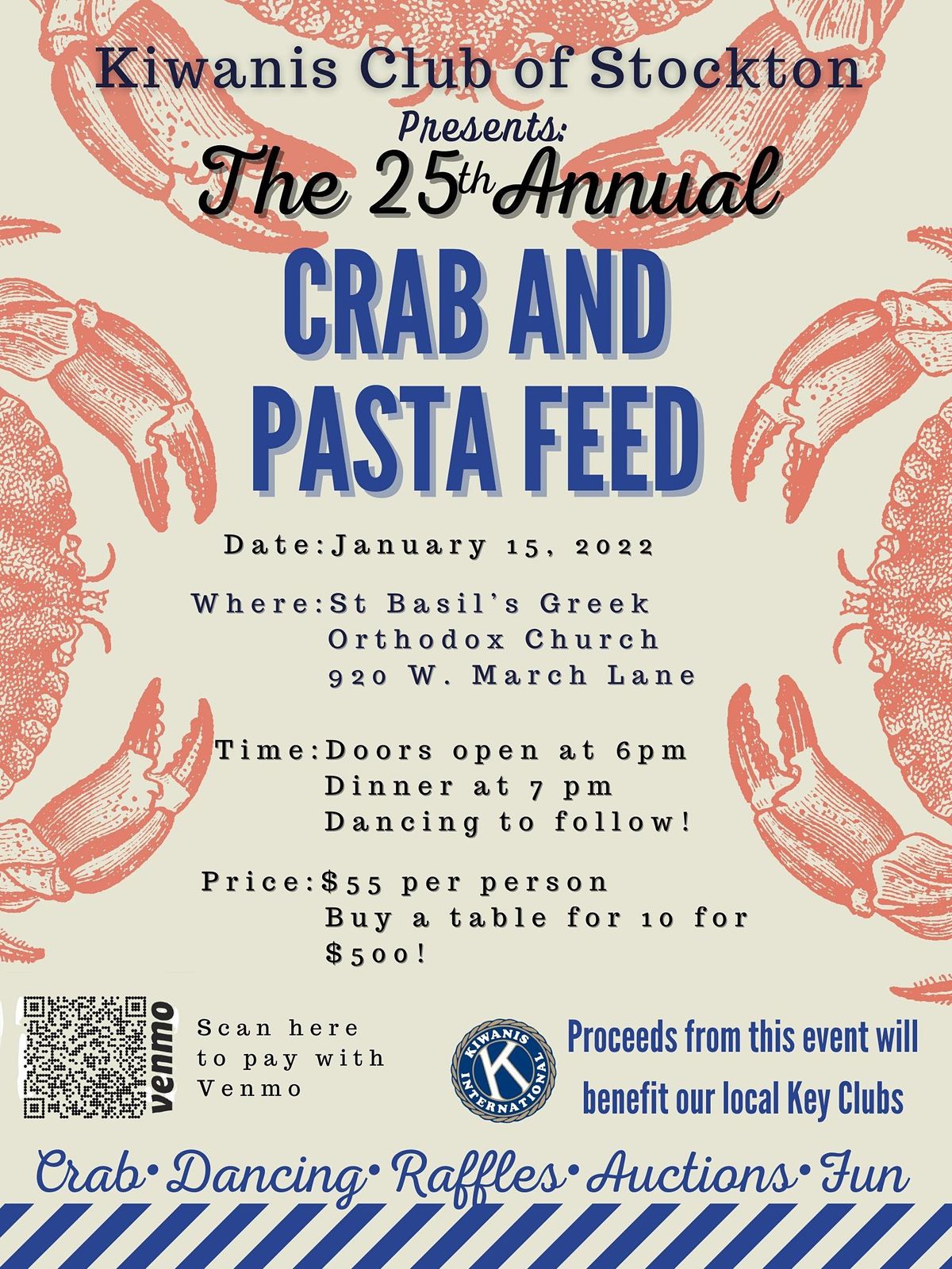 Stockton Kiwanis Annual Crab Feed, St Basil Greek Orthodox Church