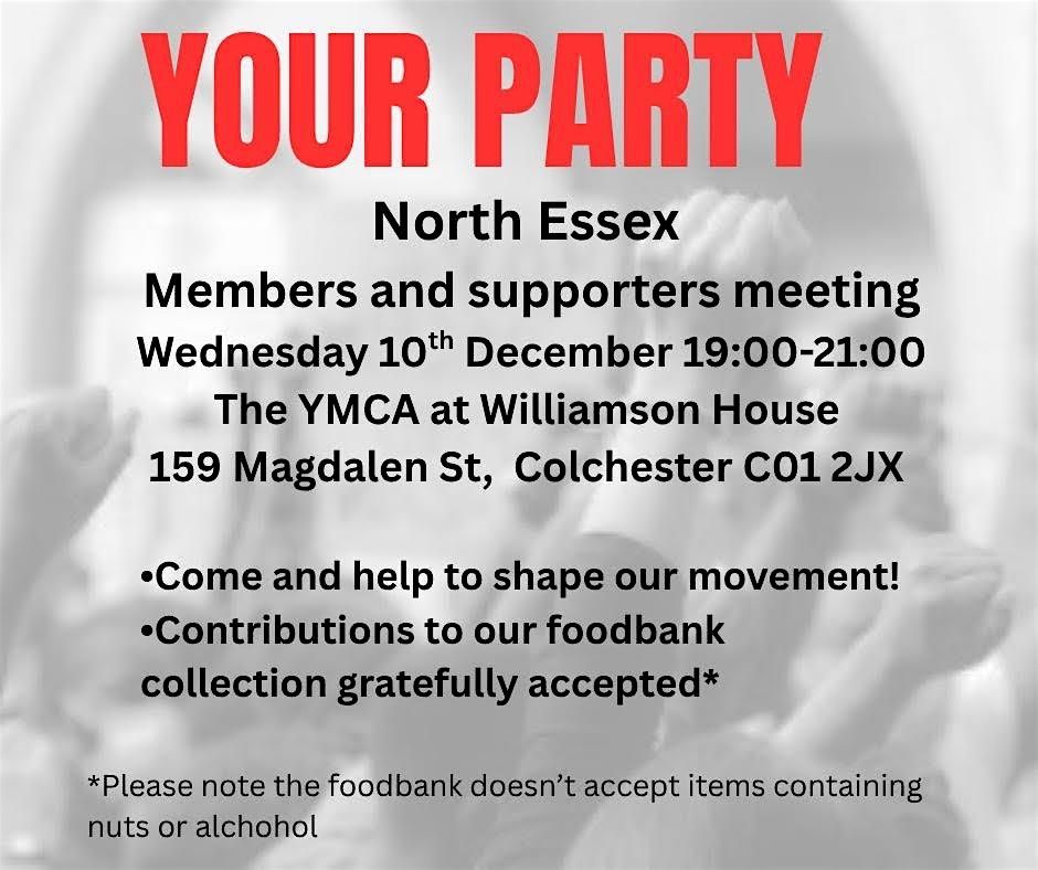 Your Party - North Essex Member Meeting, 10 December | Event in Colchester | AllEvents