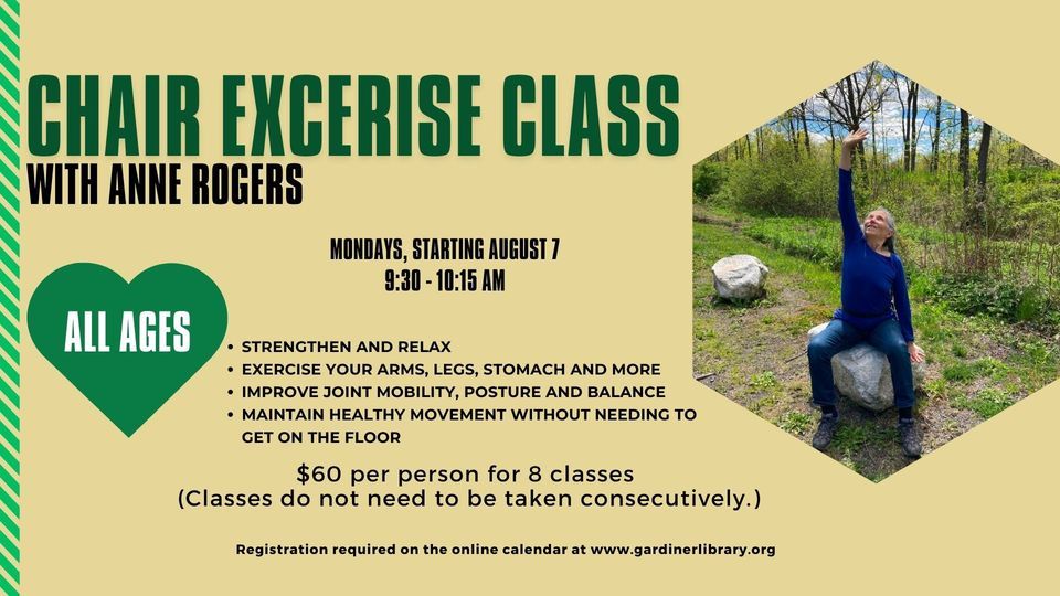 Chair Exercise ClassRegister on the online calendar, Gardiner Library