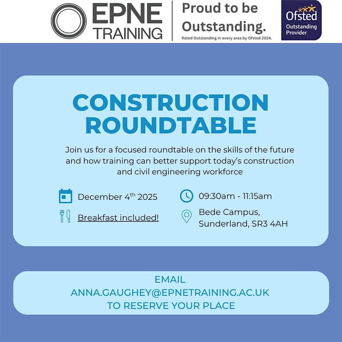 Construction Roundtable with EPNE Training, 4 December | Event in Sunderland | AllEvents