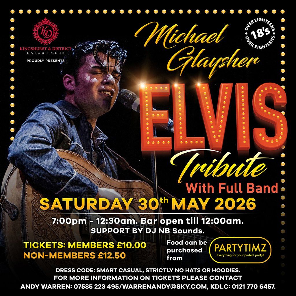 Elvis Tribute by Michael Glaysher, 30 May | Event in Solihull | AllEvents