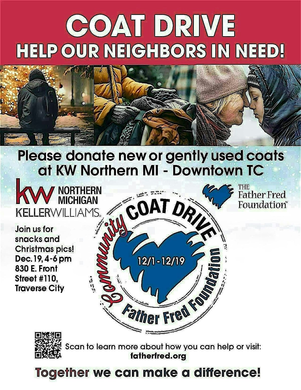 Father Fred & Keller Williams Coat Drive, 1 December | Event in Traverse City | AllEvents