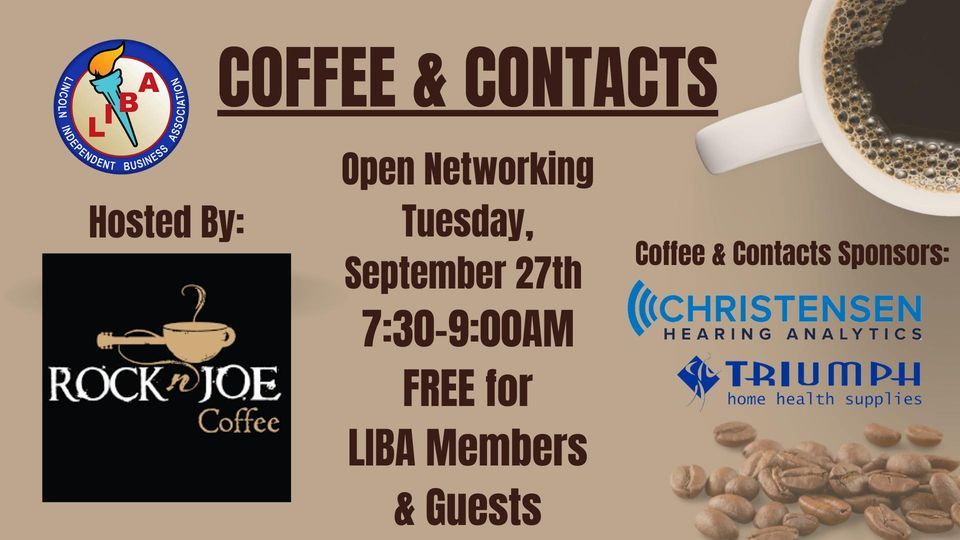 September Coffee & Contacts Hosted by Rock n Joe Coffee, Rock 'n' Joe Coffee Bar, Lincoln