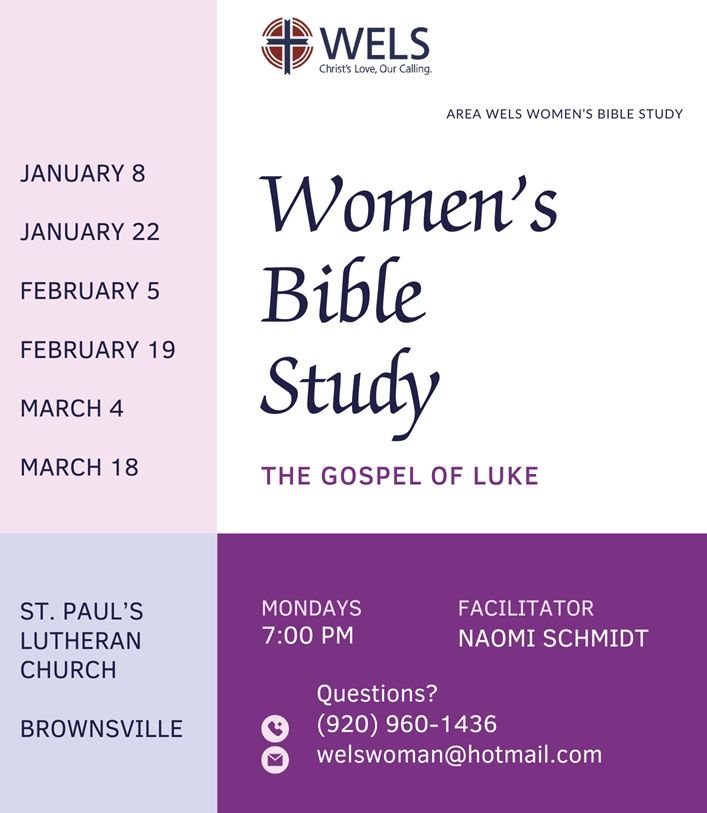 Brownsville Area Womens BIble Study, St. Paul's Lutheran, Winneconne