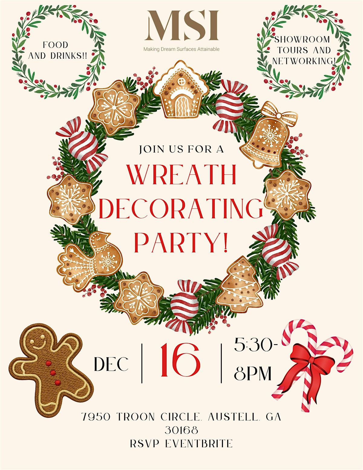 Wreath Decorating Party with MSI!, 16 December | Event in Austell | AllEvents