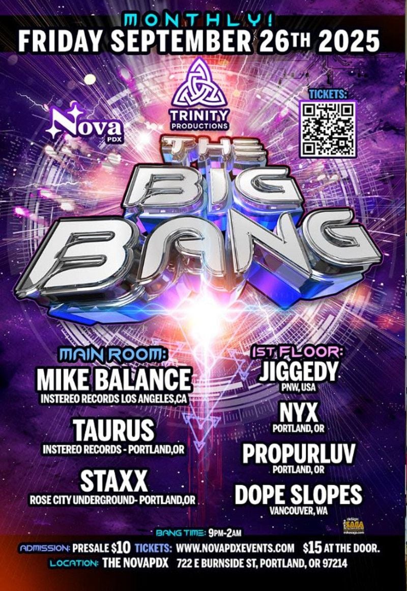 The Big Bang: Mike Balance  Taurus & Staxx, 25 September | Event in Portland | AllEvents