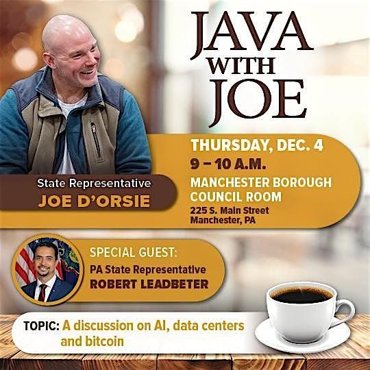 Java with Joe: A discussion on AI, data centers and bitcoin, 4 December | Event in Manchester | AllEvents