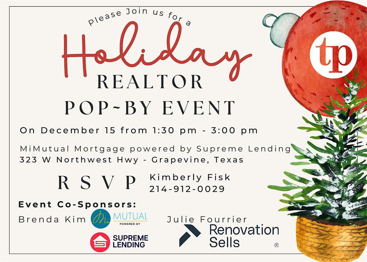 Realtor Holiday Pop By Event, 15 December | Event in Grapevine | AllEvents