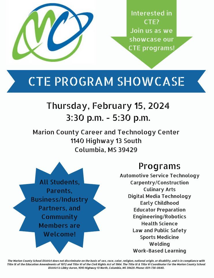 CTE Program Showcase, 1140 Highway 13 S, Columbia, MS 39429-8279 ...
