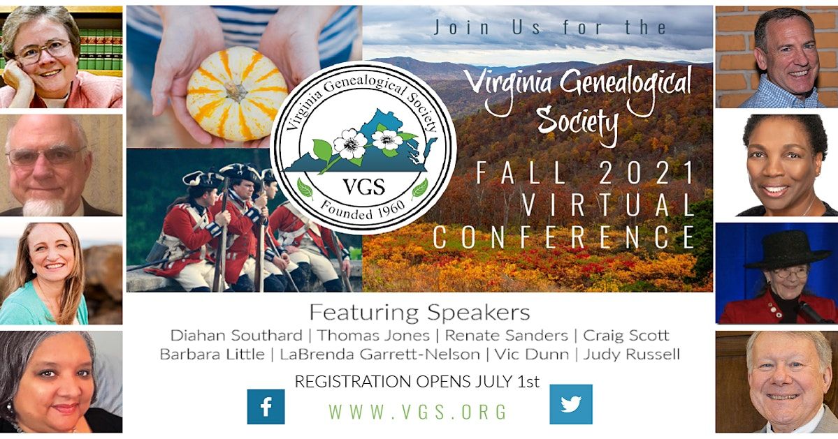 Vgs 2021 Virtual Conference October 15 To October 16 Online Event Allevents In 2022 Virginia Genealogy Events
