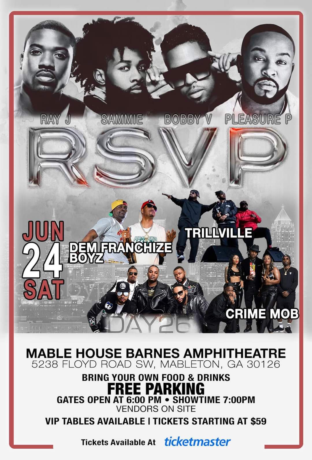 RSVP - Ray J, Sammie, Bobby V and Pleasure P at The Aretha Franklin Amphitheatre, 26 June | Event in Detroit
